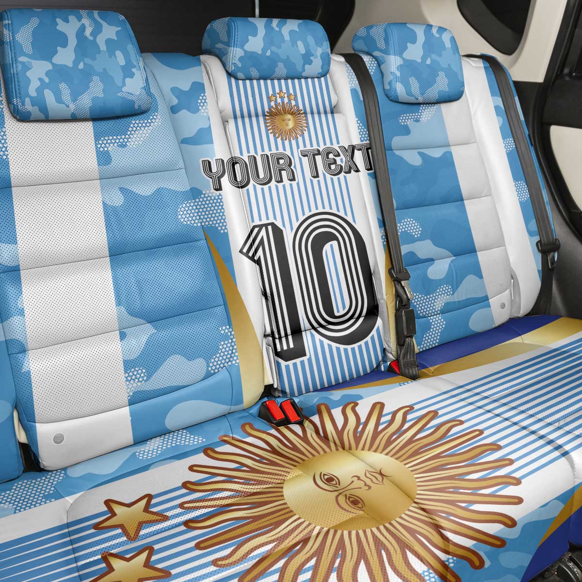 Custom Argentina Football Back Car Seat Cover La Albiceleste Three Times The Best in The World