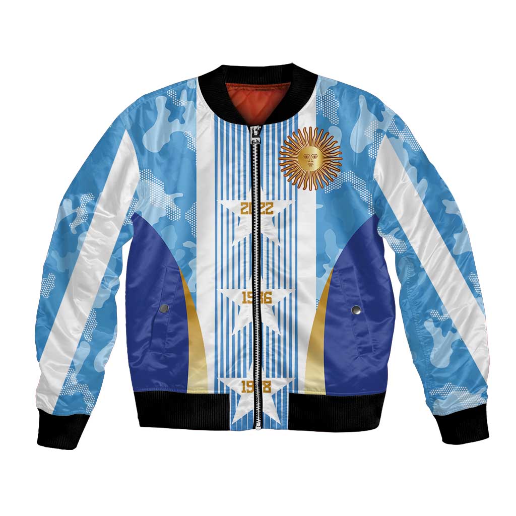 Custom Argentina Football Bomber Jacket La Albiceleste Three Times The Best in The World