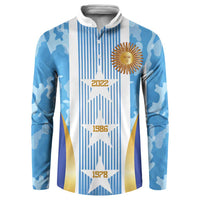 Custom Argentina Football Button Sweatshirt La Albiceleste Three Times The Best in The World