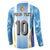 Custom Argentina Football Button Sweatshirt La Albiceleste Three Times The Best in The World