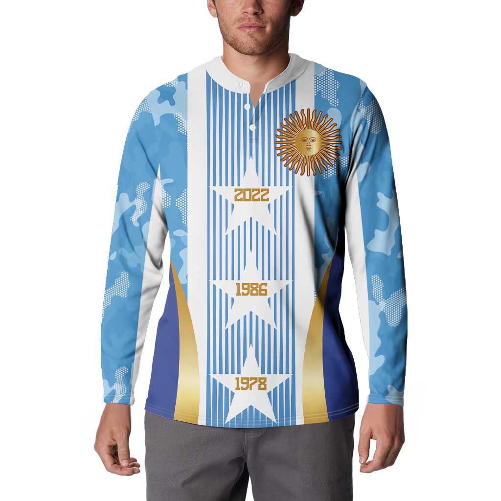 Custom Argentina Football Button Sweatshirt La Albiceleste Three Times The Best in The World