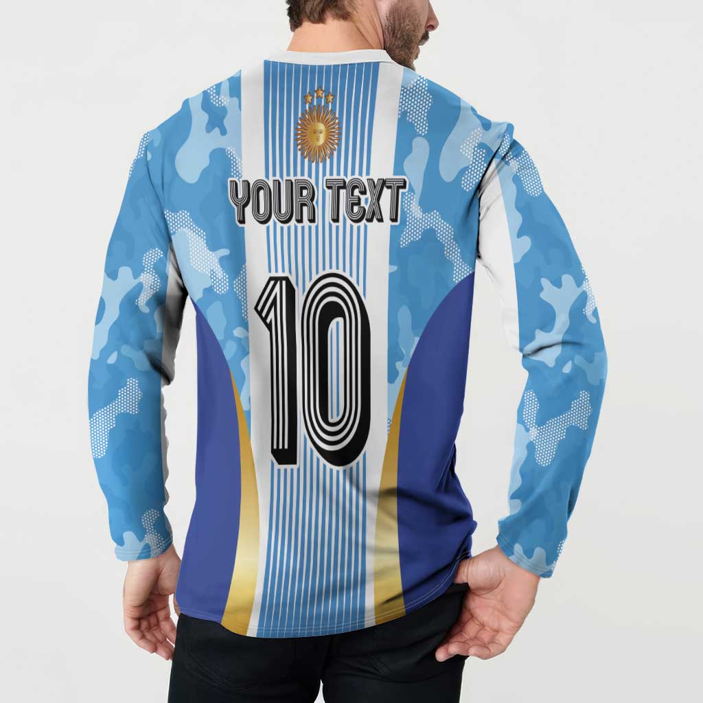 Custom Argentina Football Button Sweatshirt La Albiceleste Three Times The Best in The World