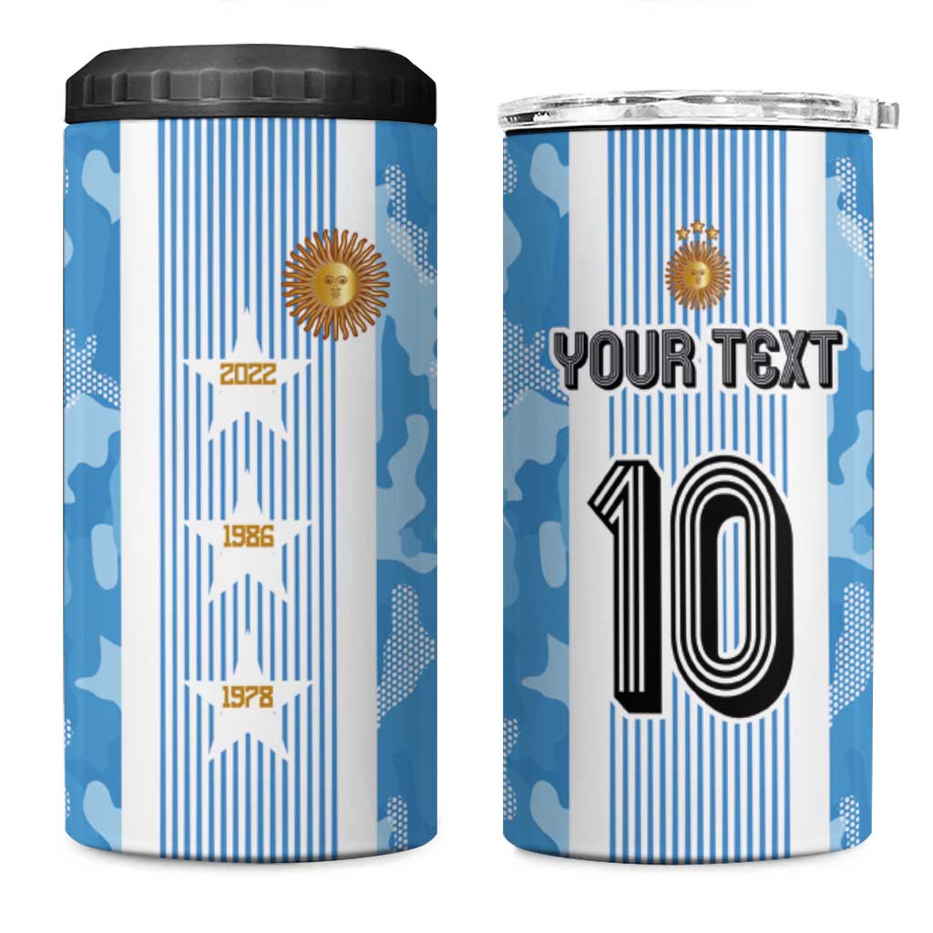 Custom Argentina Football 4 in 1 Can Cooler Tumbler La Albiceleste Three Times The Best in The World