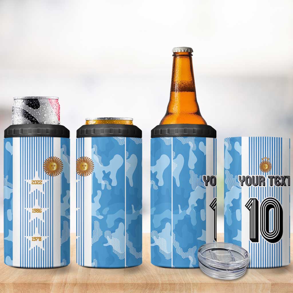 Custom Argentina Football 4 in 1 Can Cooler Tumbler La Albiceleste Three Times The Best in The World