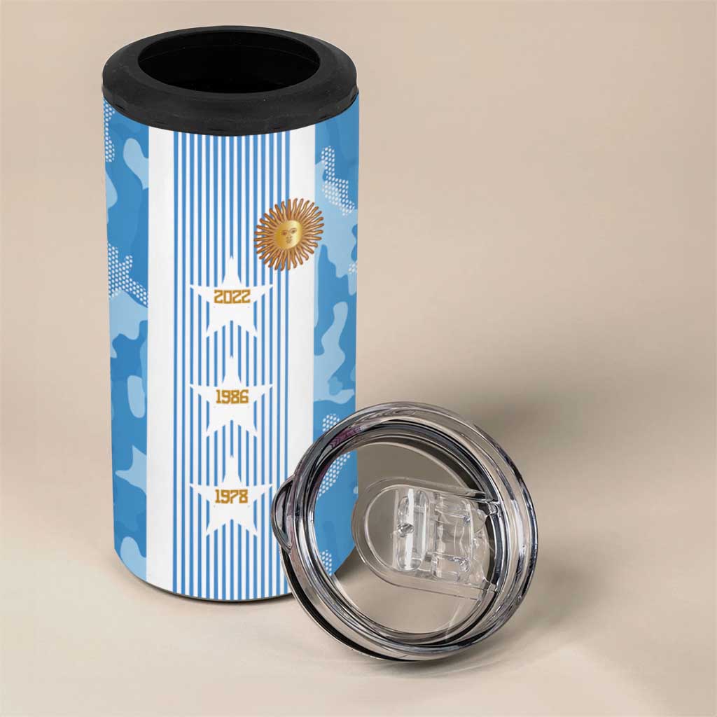 Custom Argentina Football 4 in 1 Can Cooler Tumbler La Albiceleste Three Times The Best in The World