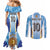 Custom Argentina Football Couples Matching Mermaid Dress and Long Sleeve Button Shirt La Albiceleste Three Times The Best in The World