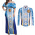 Custom Argentina Football Couples Matching Off Shoulder Maxi Dress and Long Sleeve Button Shirt La Albiceleste Three Times The Best in The World