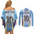 Custom Argentina Football Couples Matching Off Shoulder Short Dress and Long Sleeve Button Shirt La Albiceleste Three Times The Best in The World