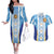 Custom Argentina Football Couples Matching Off The Shoulder Long Sleeve Dress and Hawaiian Shirt La Albiceleste Three Times The Best in The World