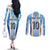 Custom Argentina Football Couples Matching Off The Shoulder Long Sleeve Dress and Long Sleeve Button Shirt La Albiceleste Three Times The Best in The World