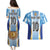 Custom Argentina Football Couples Matching Puletasi and Hawaiian Shirt La Albiceleste Three Times The Best in The World