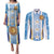 Custom Argentina Football Couples Matching Puletasi and Long Sleeve Button Shirt La Albiceleste Three Times The Best in The World