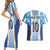 Custom Argentina Football Couples Matching Short Sleeve Bodycon Dress and Hawaiian Shirt La Albiceleste Three Times The Best in The World