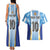 Custom Argentina Football Couples Matching Tank Maxi Dress and Hawaiian Shirt La Albiceleste Three Times The Best in The World