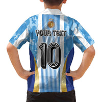 Custom Argentina Football Family Matching Off The Shoulder Long Sleeve Dress and Hawaiian Shirt La Albiceleste Three Times The Best in The World