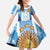 Custom Argentina Football Family Matching Off The Shoulder Long Sleeve Dress and Hawaiian Shirt La Albiceleste Three Times The Best in The World
