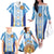Custom Argentina Football Family Matching Off The Shoulder Long Sleeve Dress and Hawaiian Shirt La Albiceleste Three Times The Best in The World