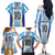 Custom Argentina Football Family Matching Off The Shoulder Long Sleeve Dress and Hawaiian Shirt La Albiceleste Three Times The Best in The World
