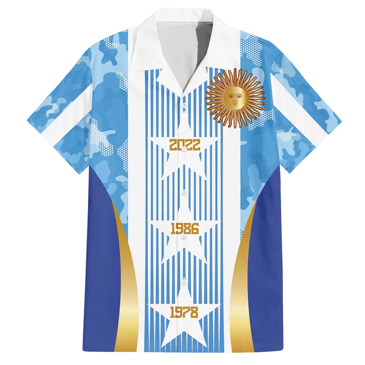 Custom Argentina Football Family Matching Off The Shoulder Long Sleeve Dress and Hawaiian Shirt La Albiceleste Three Times The Best in The World