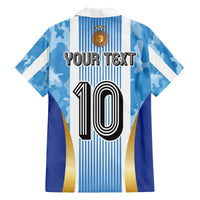 Custom Argentina Football Family Matching Off The Shoulder Long Sleeve Dress and Hawaiian Shirt La Albiceleste Three Times The Best in The World