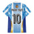Custom Argentina Football Family Matching Off The Shoulder Long Sleeve Dress and Hawaiian Shirt La Albiceleste Three Times The Best in The World