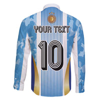 Custom Argentina Football Family Matching Off The Shoulder Long Sleeve Dress and Hawaiian Shirt La Albiceleste Three Times The Best in The World