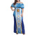 Custom Argentina Football Family Matching Off Shoulder Maxi Dress and Hawaiian Shirt La Albiceleste Three Times The Best in The World