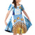 Custom Argentina Football Family Matching Off Shoulder Short Dress and Hawaiian Shirt La Albiceleste Three Times The Best in The World