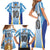 Custom Argentina Football Family Matching Short Sleeve Bodycon Dress and Hawaiian Shirt La Albiceleste Three Times The Best in The World