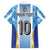 Custom Argentina Football Family Matching Short Sleeve Bodycon Dress and Hawaiian Shirt La Albiceleste Three Times The Best in The World