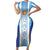 Custom Argentina Football Family Matching Short Sleeve Bodycon Dress and Hawaiian Shirt La Albiceleste Three Times The Best in The World