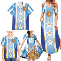 Custom Argentina Football Family Matching Summer Maxi Dress and Hawaiian Shirt La Albiceleste Three Times The Best in The World