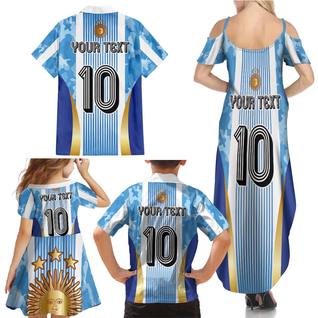 Custom Argentina Football Family Matching Summer Maxi Dress and Hawaiian Shirt La Albiceleste Three Times The Best in The World