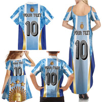 Custom Argentina Football Family Matching Summer Maxi Dress and Hawaiian Shirt La Albiceleste Three Times The Best in The World