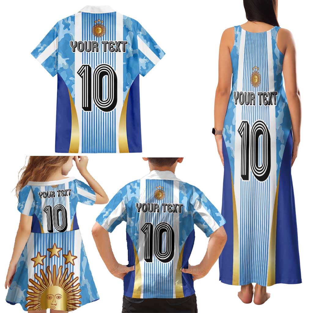 Custom Argentina Football Family Matching Tank Maxi Dress and Hawaiian Shirt La Albiceleste Three Times The Best in The World