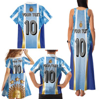 Custom Argentina Football Family Matching Tank Maxi Dress and Hawaiian Shirt La Albiceleste Three Times The Best in The World