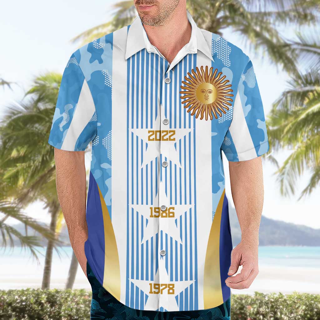 Custom Argentina Football Hawaiian Shirt La Albiceleste Three Times The Best in The World
