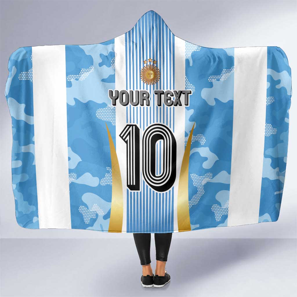 Custom Argentina Football Hooded Blanket La Albiceleste Three Times The Best in The World