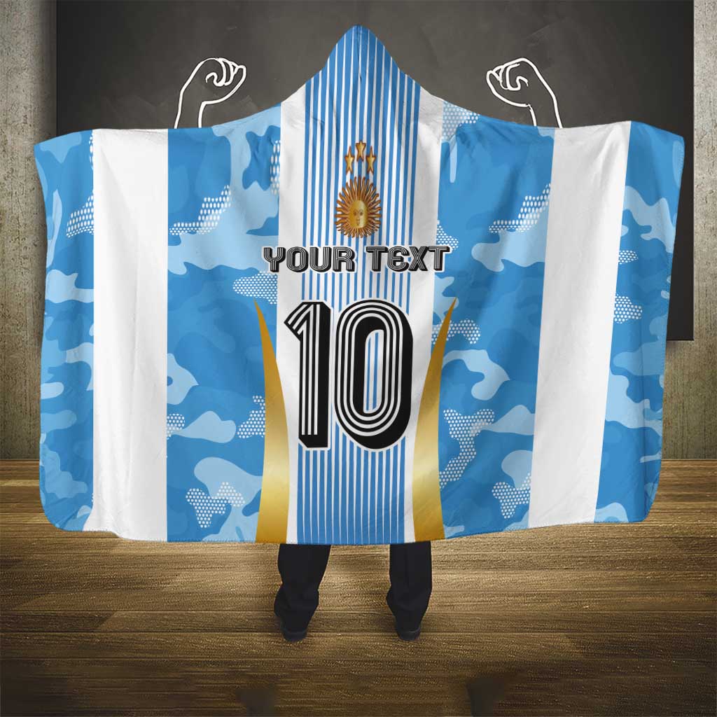 Custom Argentina Football Hooded Blanket La Albiceleste Three Times The Best in The World