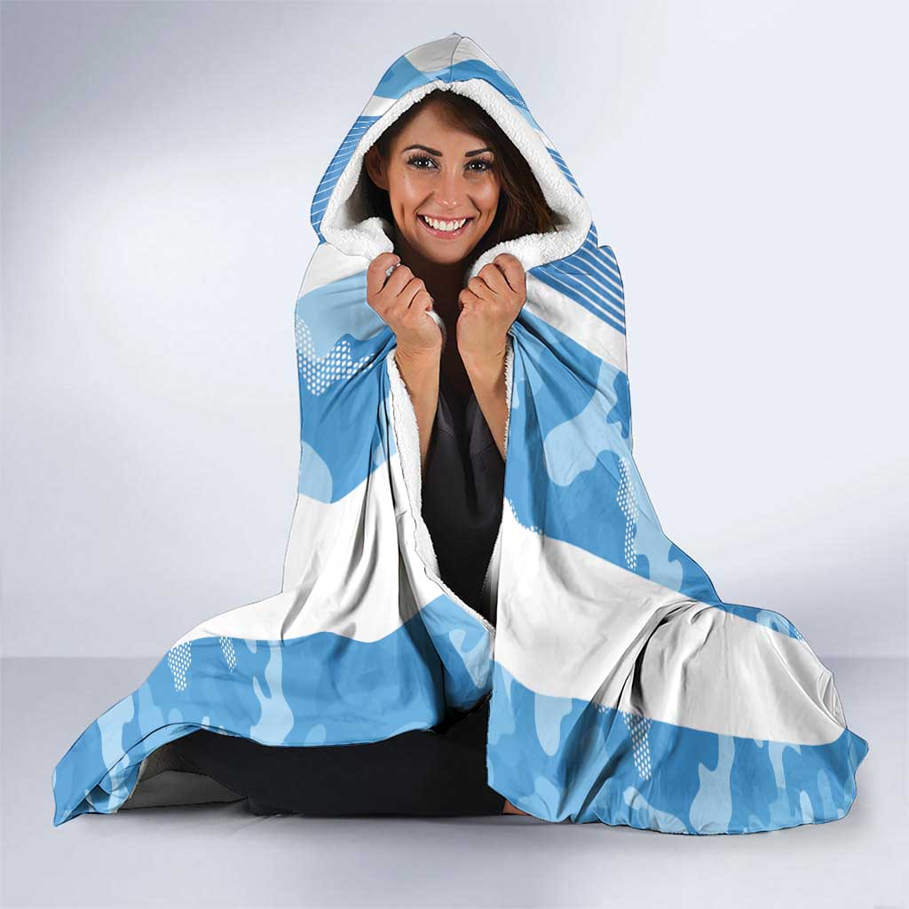 Custom Argentina Football Hooded Blanket La Albiceleste Three Times The Best in The World