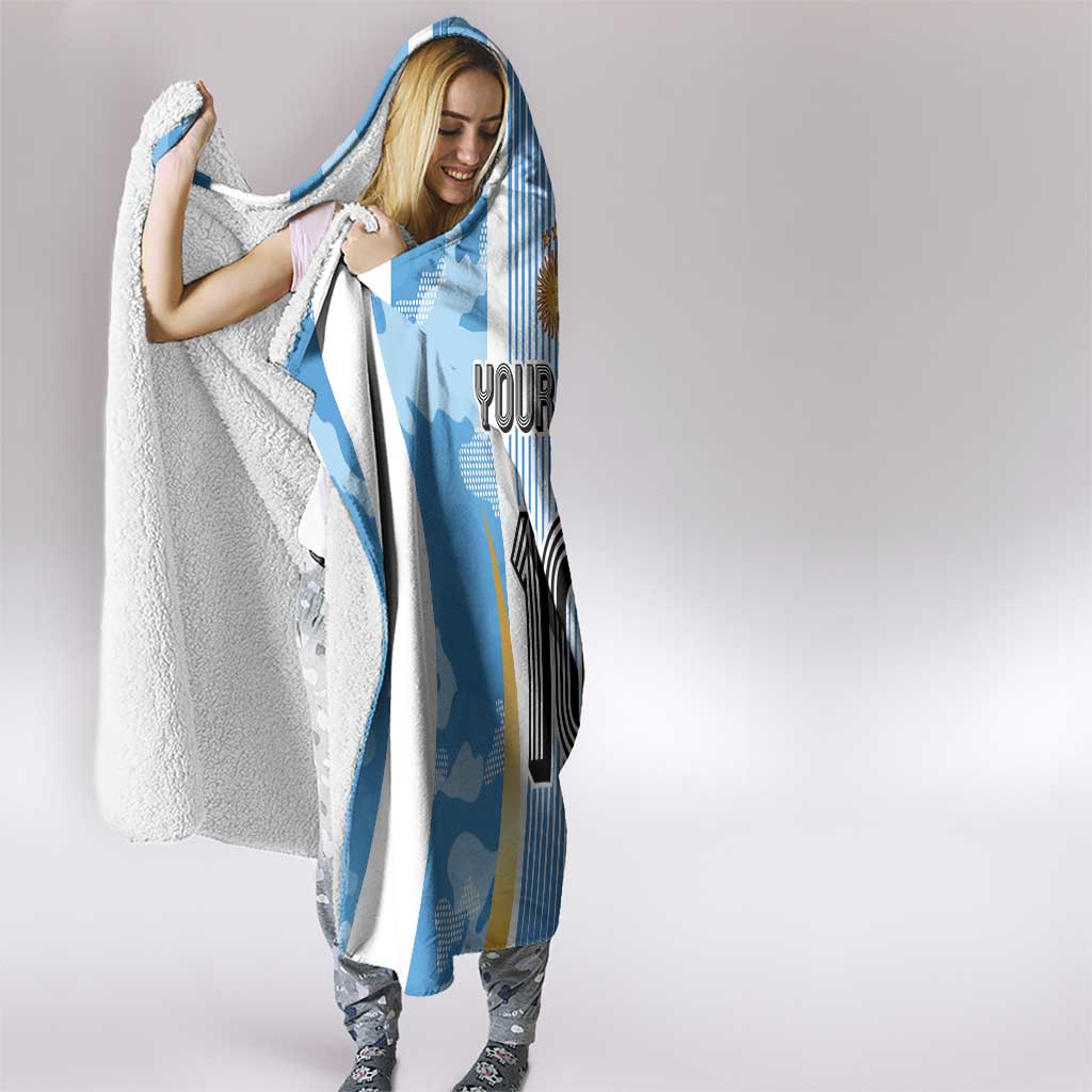 Custom Argentina Football Hooded Blanket La Albiceleste Three Times The Best in The World