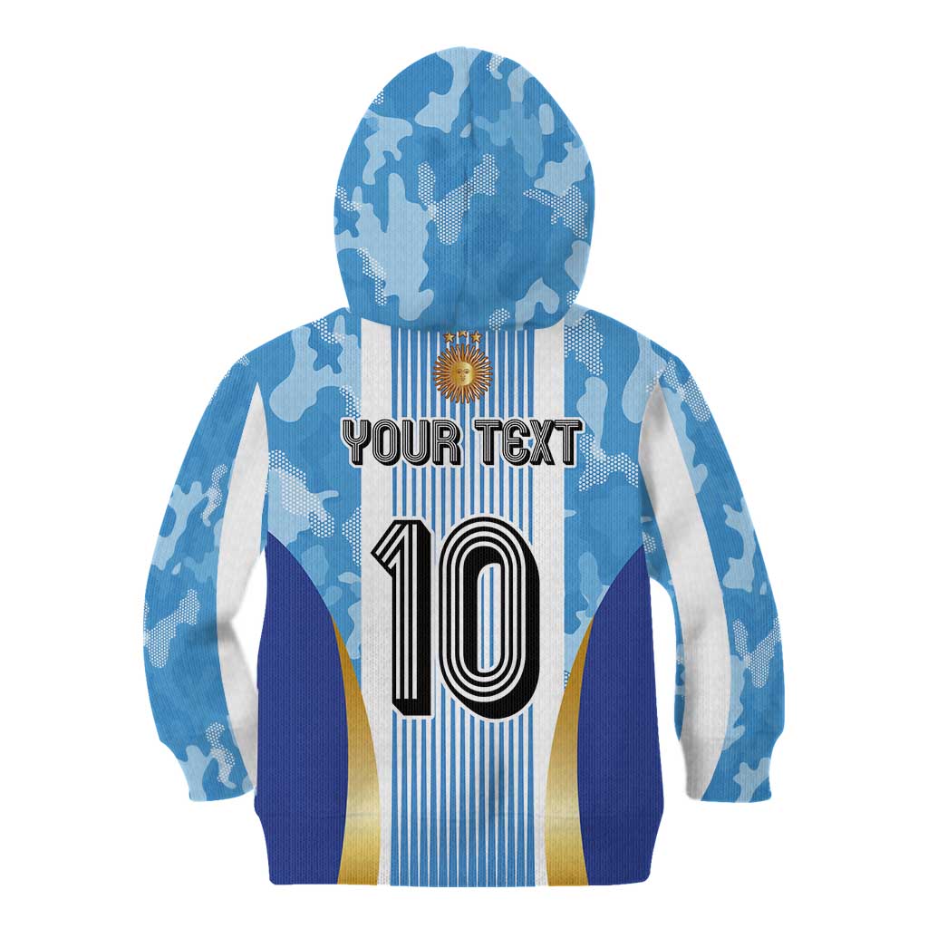 Custom Argentina Football Kid Hoodie La Albiceleste Three Times The Best in The World