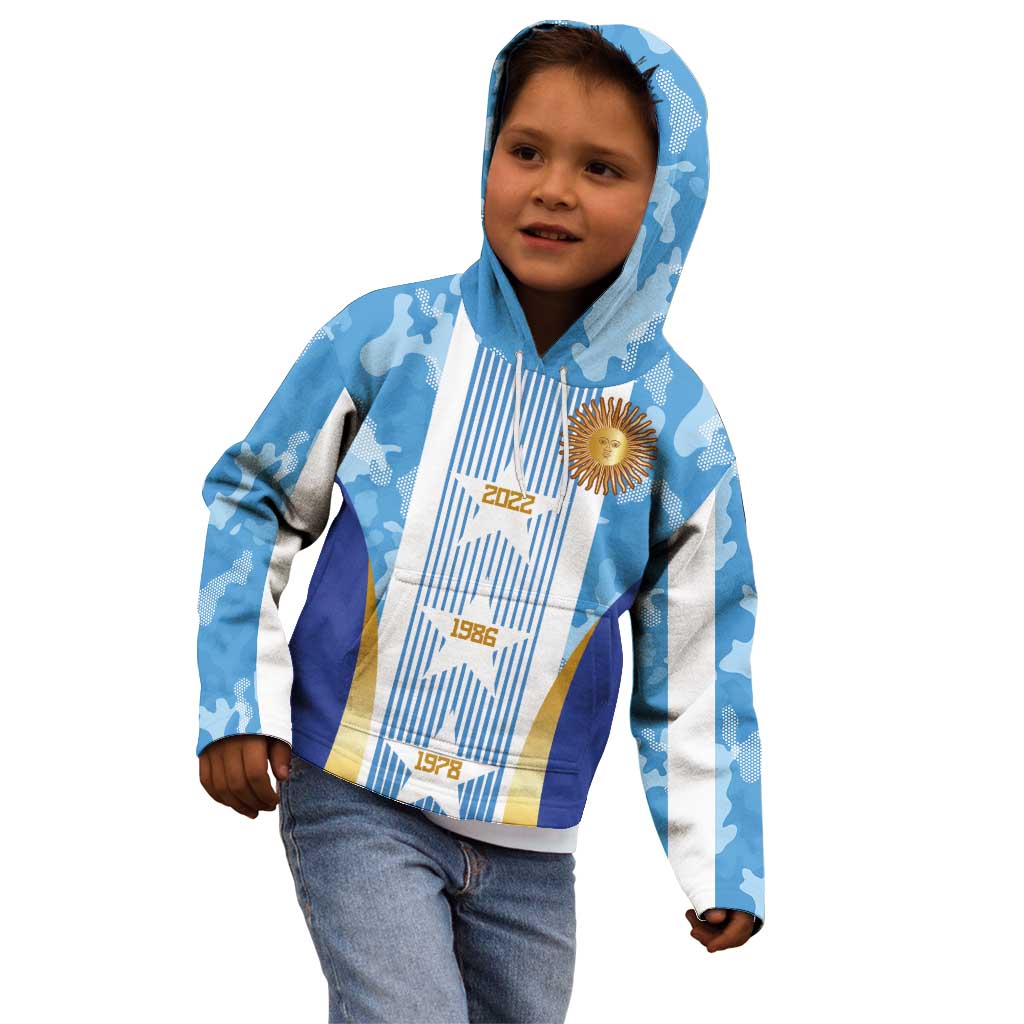 Custom Argentina Football Kid Hoodie La Albiceleste Three Times The Best in The World