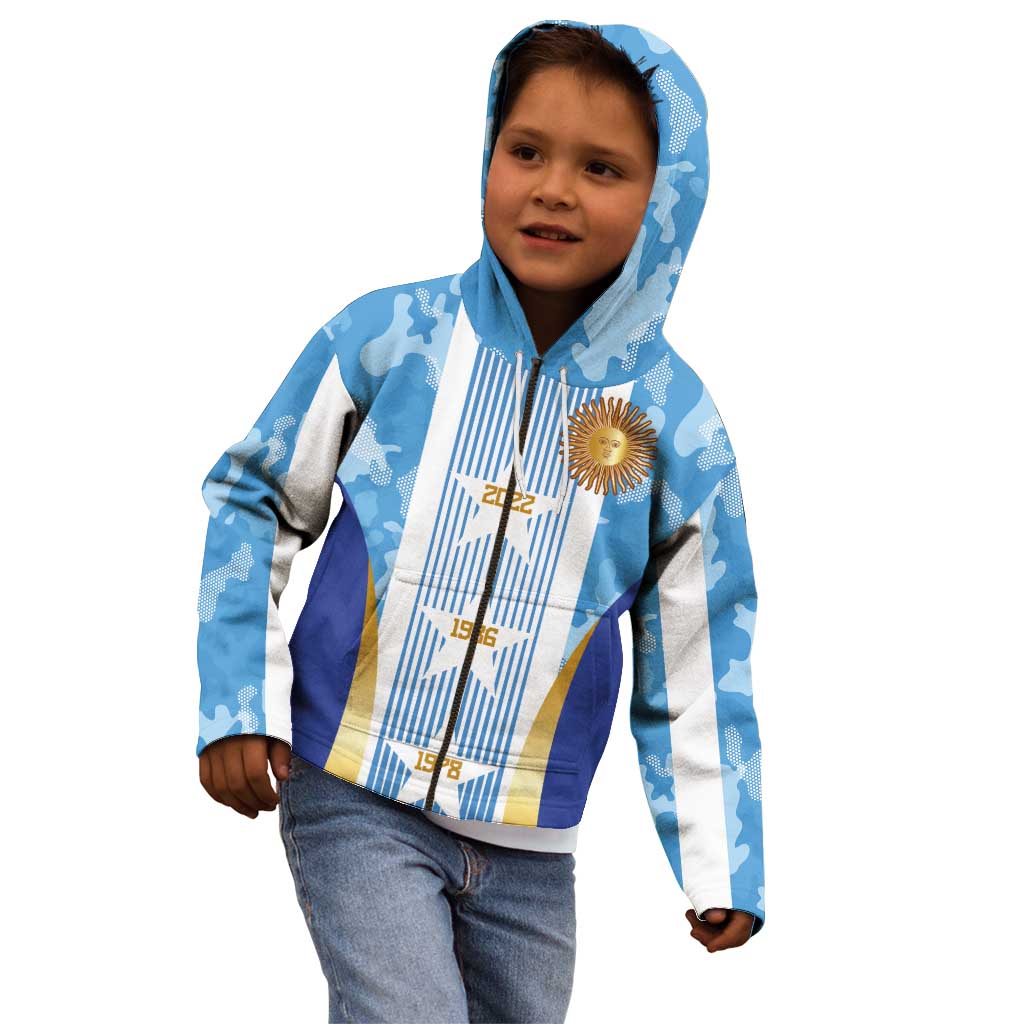 Custom Argentina Football Kid Hoodie La Albiceleste Three Times The Best in The World