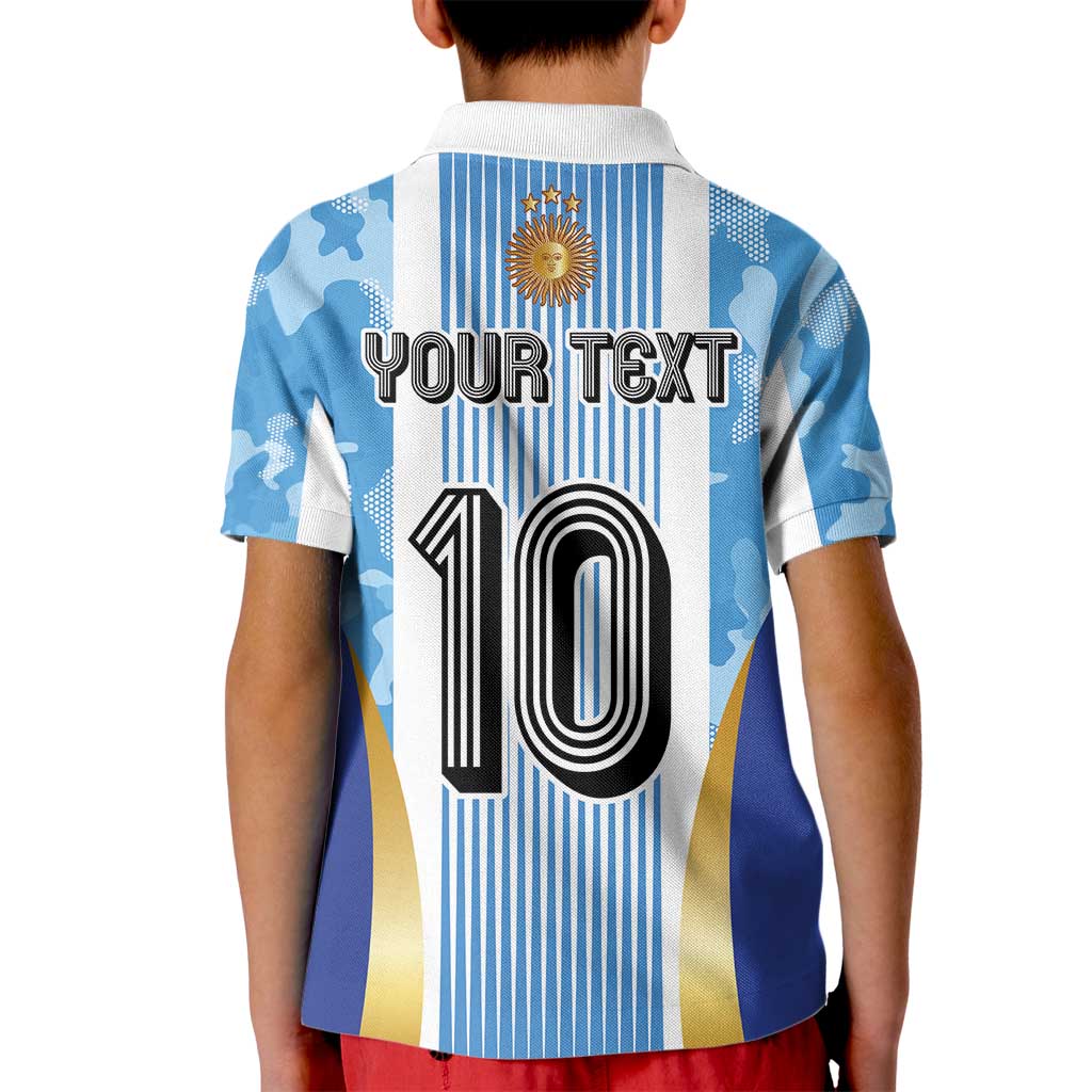 Custom Argentina Football Kid Polo Shirt La Albiceleste Three Times The Best in The World