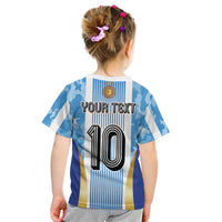 Custom Argentina Football Kid T Shirt La Albiceleste Three Times The Best in The World