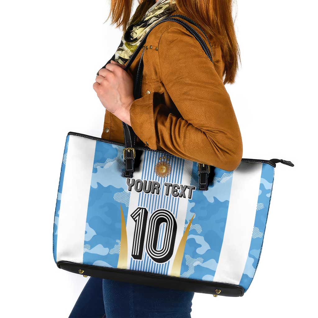 Custom Argentina Football Leather Tote Bag La Albiceleste Three Times The Best in The World