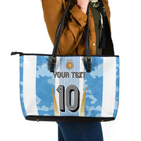 Custom Argentina Football Leather Tote Bag La Albiceleste Three Times The Best in The World