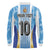 Custom Argentina Football Long Sleeve Polo Shirt La Albiceleste Three Times The Best in The World