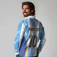 Custom Argentina Football Long Sleeve Polo Shirt La Albiceleste Three Times The Best in The World